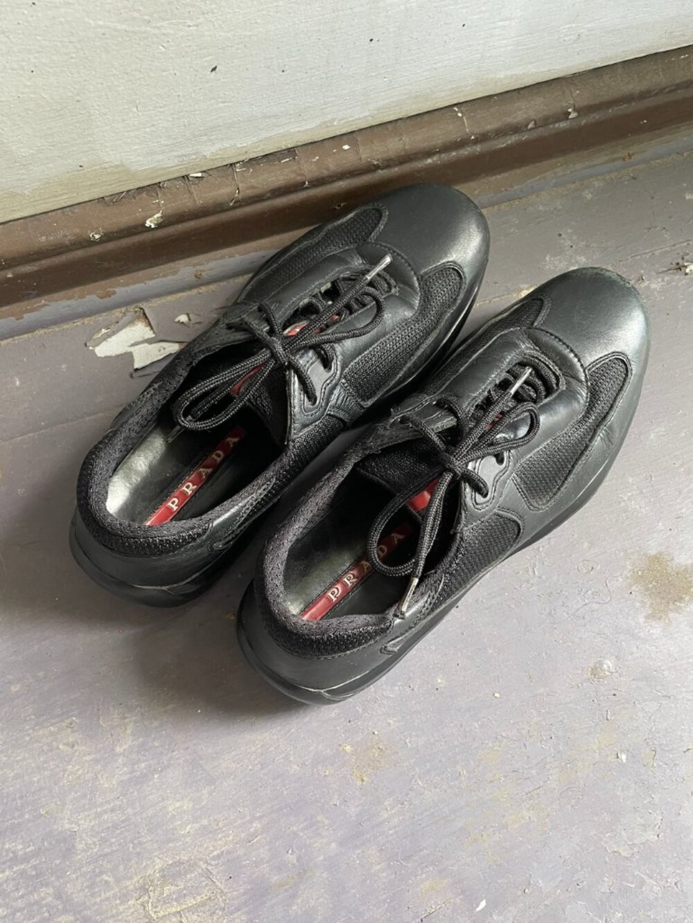Prada America’s Cup mesh and leather sneakers (EU 38)